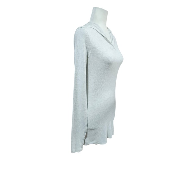 Spiritual Gangster Womens Beige Ribbed Knit Long Sleeve Hoodie Thumbholes - Picture 13 of 15